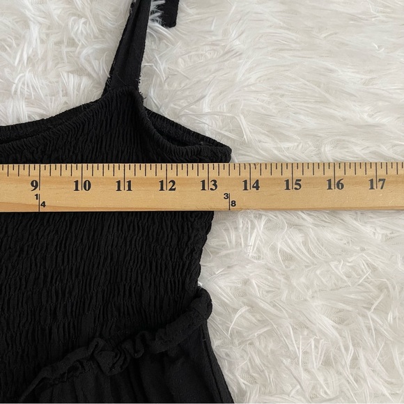 Zara Tiered Midi Dress Women’s Small Self Tie Straps Black Flowy Smocked Top - Picture 5 of 5